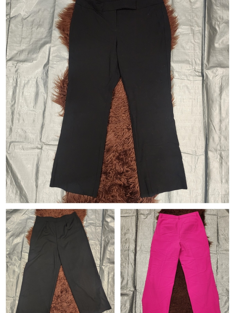Express, ASOS, and NY&C Black and Fuchsia Wide-Leg Trousers